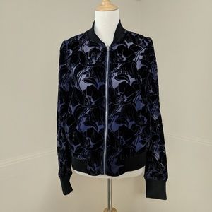 Neiman Marcus Velvet Burnout Sheer Bomber Jacket